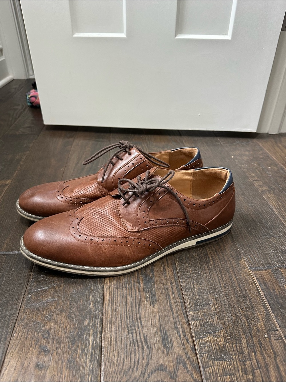 Men's Brown Perforated Derby Oxford Lace-Up Shoes
